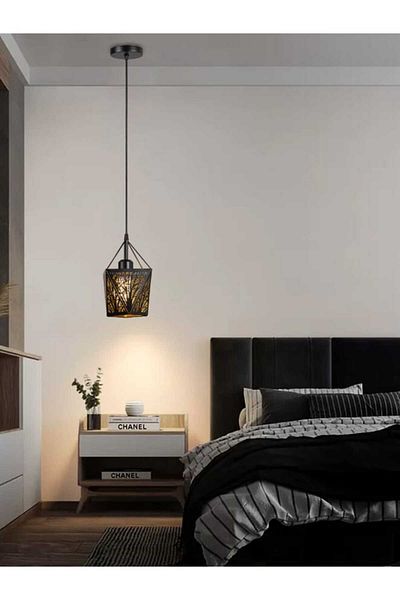 best power Decorative Metal Frame Pendant Lamp 2247-1, Adjustable 80cm Cable, E27 Lamp Base (Bulb Not Included)