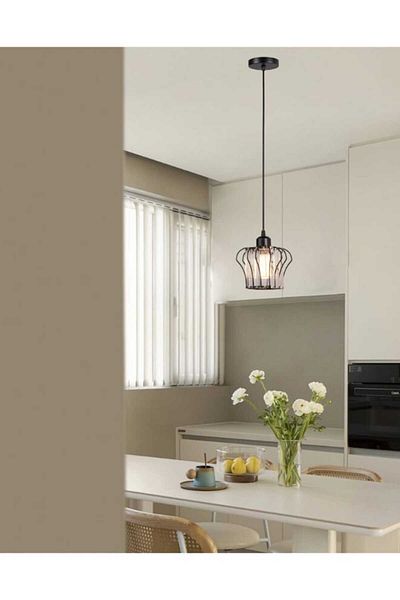 best power Modern Glass Pendant Lamp 2242-1 with Metal Frame – E27 Socket – Adjustable Hanging Light up to 80cm