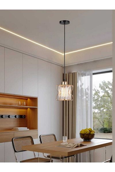 best power Modern Glass Pendant Light 2243-1 with Metal Frame – E27 Socket – Adjustable Hanging Lamp up to 80cm