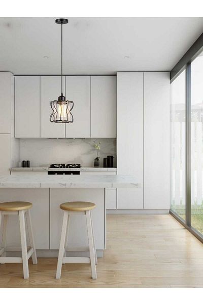 best power Modern Glass Pendant Light 2243-1 with Metal Frame – E27 Socket – Adjustable Hanging Lamp up to 80cm