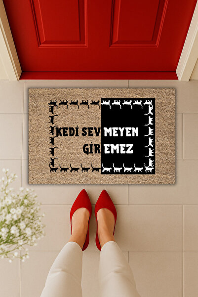 Dormot Yüksek Kaliteli Modern Dijital Baskı-Kedi Sevmeyen Giremez Yazılı Siya...