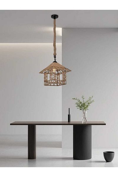 best power Rustic Rope Chandelier – Model 9010 | Vintage Light | E27 Bulb Base, 90cm Cable (Bulbs Not Included)