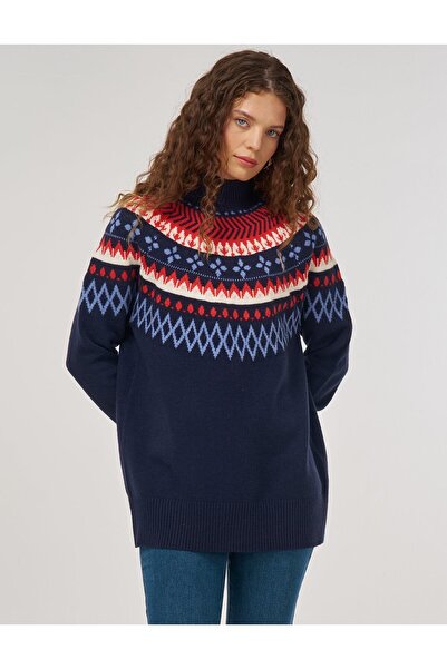 Kayra Трикотажна туніка з рибальським коміром, темно-синя