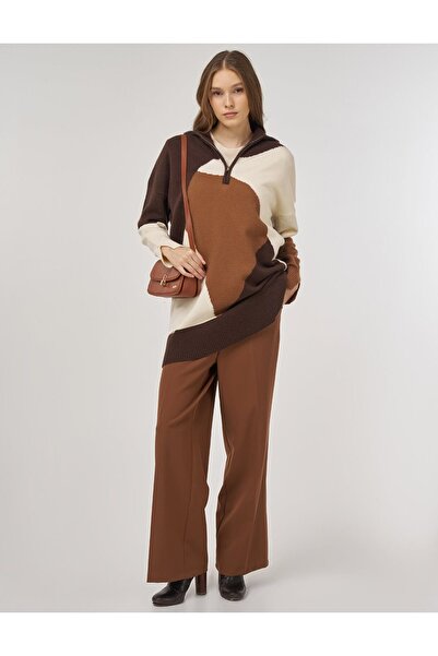 KYR Color Blocked Knitwear Tunic Dark Brown