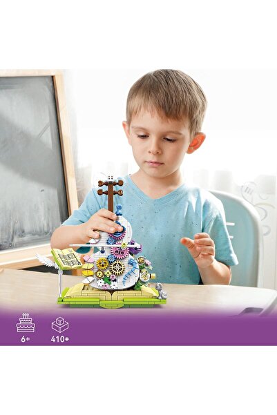 erorex Building Blocks Toys Flower Violin Magical Book Building Set Dancing Bow Colorful Flower Decor Gift