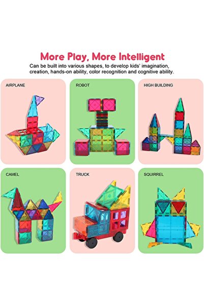 erorex مجموعة مكعبات بناء مغناطيسية مكونة من 100 قطعة من البلاط المغناطيسي ثلاثي الأبعاد، مكعبات بناء للأطفال الصغار، تطوير مهارات الأطفال