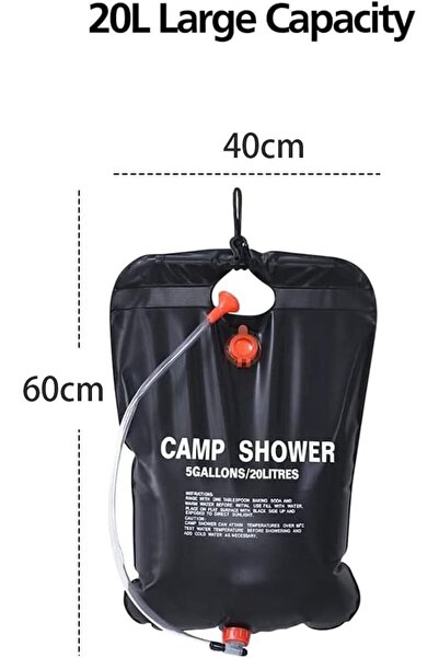 erorex 2 Pack Solar Shower Bag 20L Camping Shower Bag Removable Hose Off Switchable Shower Head Hanging