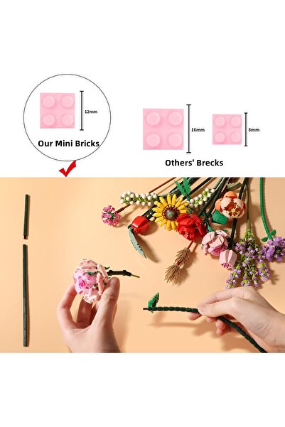 erorex Botanical Building Blocks Set 547 Pieces Diy Bouquet Construction Kit Exquisite Packaging Boxes