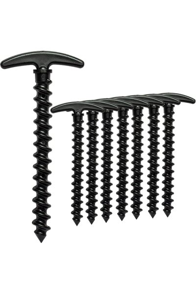 erorex 10 Pack 5.7In T Shape Spiral Plastic Black Tent Stakes For Camping Hiking