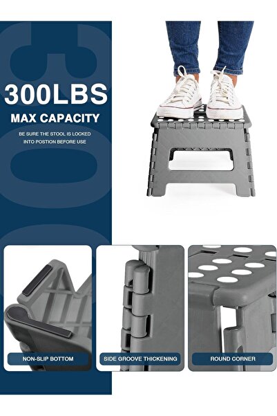 erorex Telescoping Folding Step Stool 9 Inch Lightweight Plastic Kids & Adults Non Slip Kitchen Bedroom