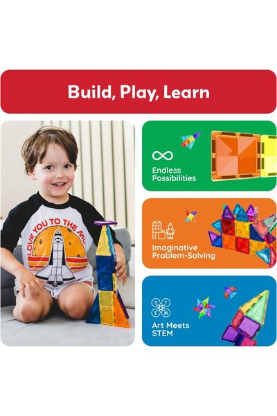 erorex 40 Piece Magnetic Building Block Mini Diamond Series Travel Size Go Magnet Construction Toy Set