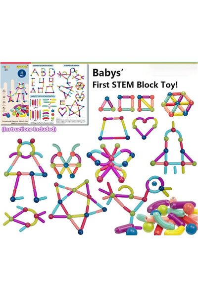 erorex 36 Pcs Magnetic Building Blocks Set Educational 3D Puzzle Stacking Toys Kids Toddlers Non Toxic