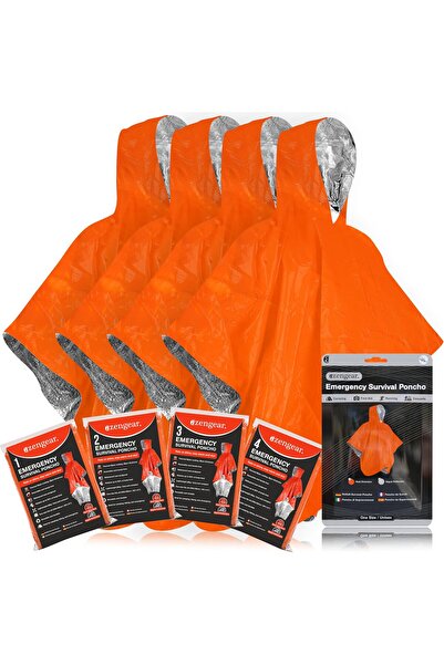 erorex Emergency Survival Poncho Thermal Mylar Foil Coating Blanket Heat Retention Rain Reversible Hood
