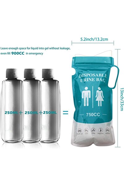 erorex Emergency Disposable Urinal Bags 750Ml 12Pcs Travel Traffic Jam Portable Toilet Bag Camping Pee