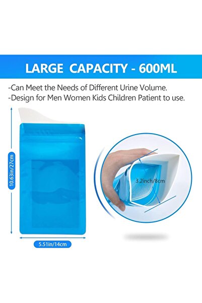 erorex Emergency Urinal Bag Children Kids 12 Pack Disposable Urine Bags Men Women 600Ml Portable Pee Bag