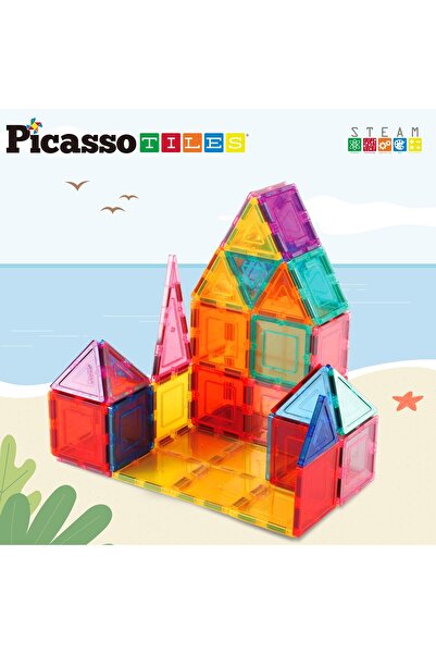 erorex 36Pc Magnet Tile Building Block Set Magnetic Construction Square Triangle Tiles Toy Kit Sparking