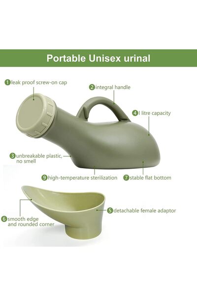erorex Urine Bottle Spill Proof Unisex Portable Women Mens Urinals Screw Top Lid Pee Female Funnel Urine