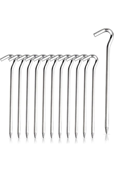 erorex Tent Pegs 12Pcs Aluminum Tent Stakes Pegs Hook 7'' Hexagon Rod Stakes Nail Spike Garden Stakes