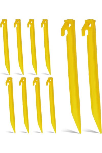 erorex Pack Of 10 Plastic Tent Pegs 23 Cm Abs Plastic Spiral Yellow Camping Tent Nails With Peg Puller Hole