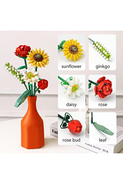 erorex Flower Bouquet Building Kit Artificial Sunflower Flowers Creative Project Decorative Home Botanical