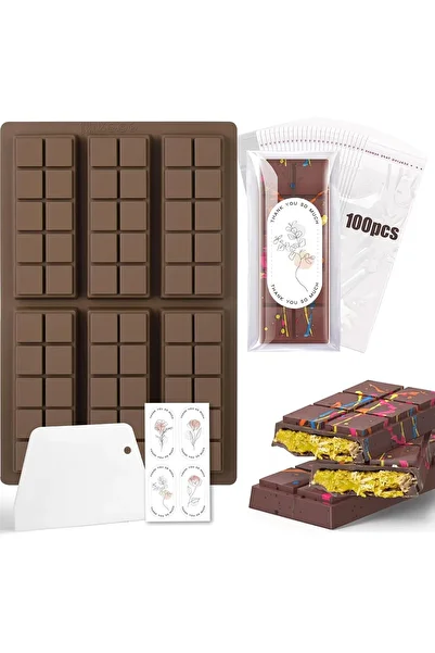 OEM Dubai Chocolate Silicone Mold, BPA Free, 6 Bars, 26 x 17cm (6 x 11.5cm x 4