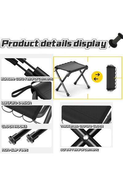 erorex 12Inch Mini Portable Folding Stool Camping Fishing Stool Suitable Adult Fishing Outdoor Hiking