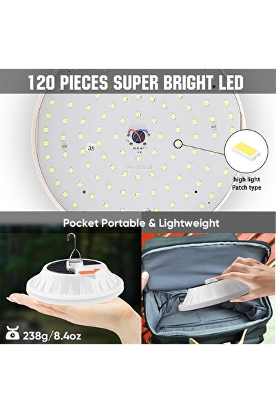 erorex Solar Camping Lantern Remote Control 4000LM LED Tent Light IPX4 Waterproof USB Rechargeable Lantern