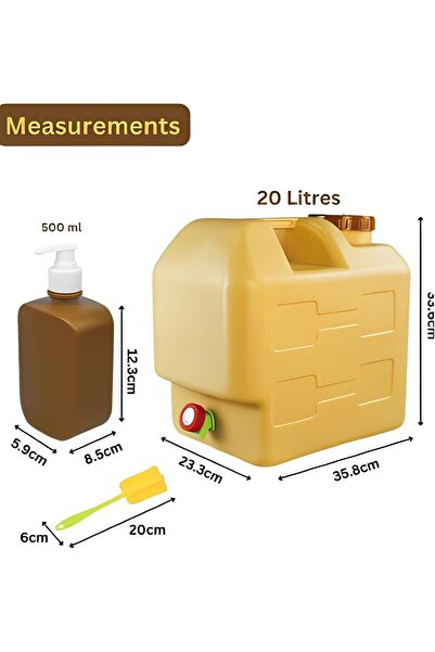 erorex 20L Portable Water Storage Container Faucet Bpa Free Water Jerrycan 500Ml Handwash Bottle Camping