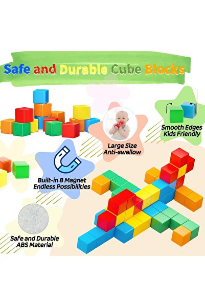erorex 42Pcs Magnetic Blocks Stem Educational Gifts 3 4 5 6 Year Old Boys Girls Magnet Building Blocks