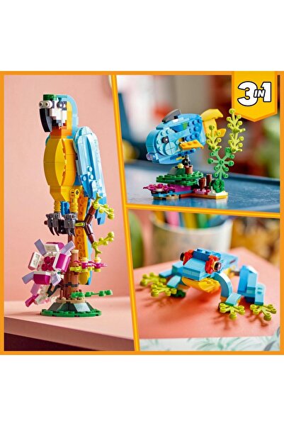 erorex 31136 Creator 3 1 Exotic Parrot Frog Fish Animal Figures Building Toy Creative Toys Kids Aged 7 Up