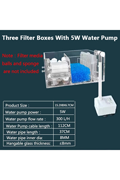 Choice6 محول CN UK AU بثلاثة صناديق من قطعة واحدة لمرشح شلال حوض السمك مثبت على الحائط مدمج ودائرة صامتة