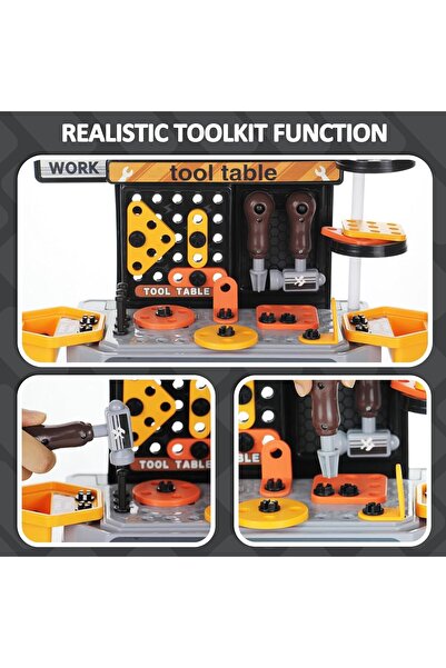 erorex 57Pcs Kids Tool Table Workbench Play Set Construction Workshop Gears Accessories Educational