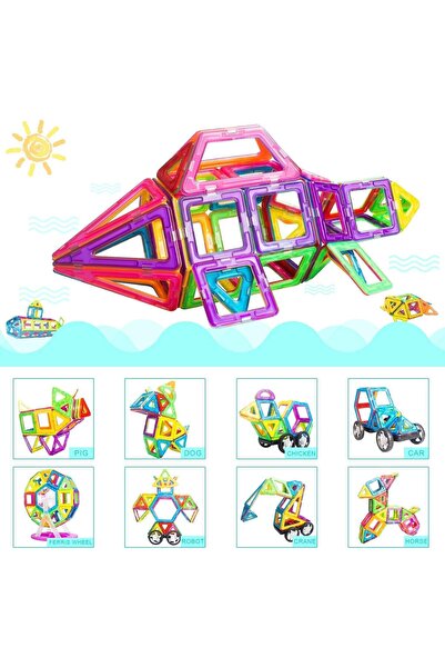 erorex 77 Pcs Magnetic Tiles Building Blocks Set Diy Creative Stem Building Block Preschool Educational