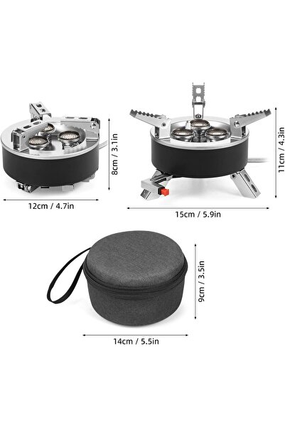erorex 6800W Camping Gas Stove Folding 3 Burners Piezo Ignition Backpacking Stove Outdoor Cooking Stove