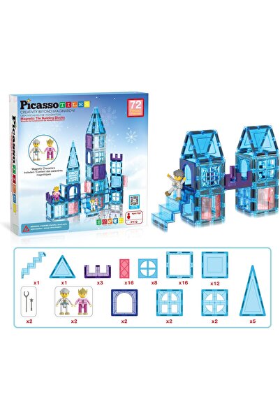 erorex مجموعة مكعبات بناء مغناطيسية مكونة من 72 قطعة بتصميم قلعة شتوية جليدية للأميرة