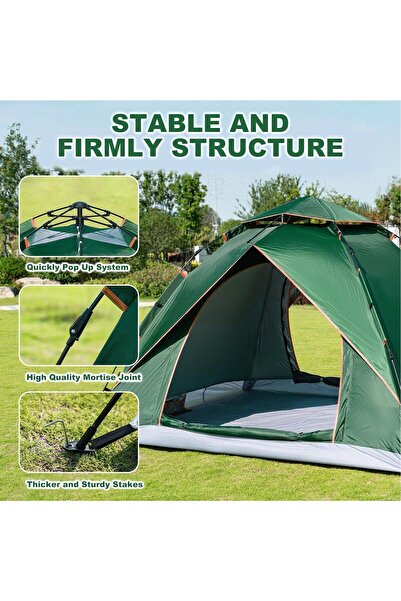 erorex 3 4 Person Camping Tent Waterproof Family Tent Camping Instant Pop Up Double Layer Anti Uv 2 Doors