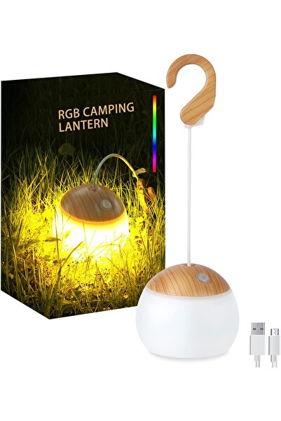 erorex Rechargeable Camping Lantern 4 Light Modes LED Hanging Hook Silicone Waterproof Tent Light Patio
