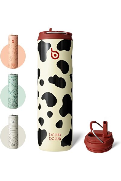 erorex Insulated Water Bottle 24oz Straw Lid Handle Sports Travel Gym Stainless Steel Water Bottles Double