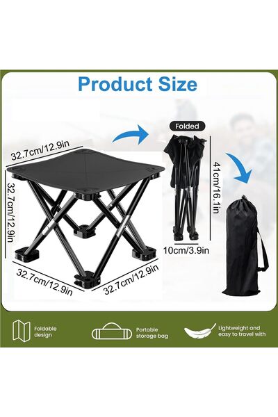 erorex Camping Stool 13 Inch Portable Folding Stool Folding Small Chair Mini Lightweight Chair 390 Lbs