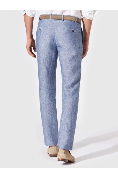 Hiltl Chino Blue Pure Linen Regular Fit Trousers