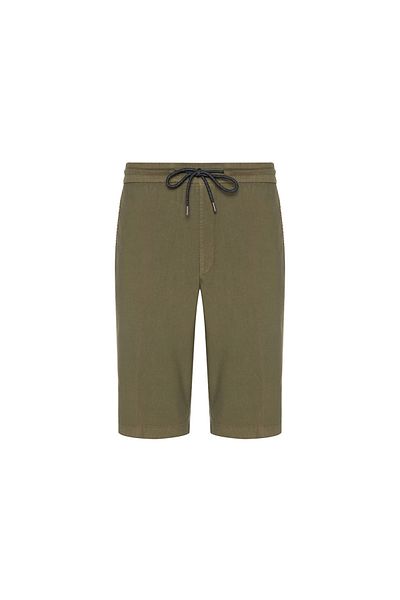 Hiltl Olive Green Vintage Elastic Waist Cotton Elastane Bermuda