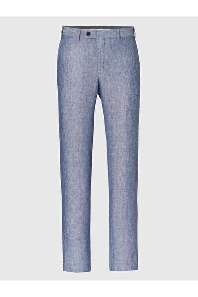 Hiltl Chino Blue Pure Linen Regular Fit Trousers