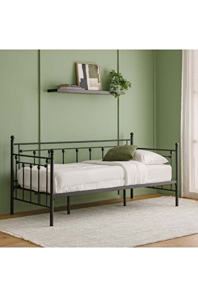 Danube Home سرير بيلا أرو المعدني 90x200 - أسود، الطول 209xالعرض 96.8xالارتفاع 100 سم