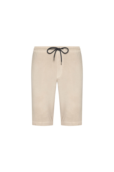 Hiltl Beige Vintage Elastic-Waist Cotton Elastane Bermuda