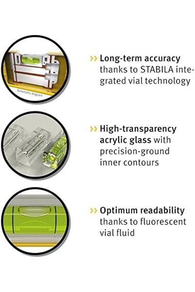Stabila 96-2-120 Level with 3 Vials, 122cm / 48 inch