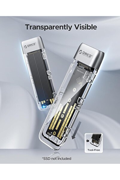 Orico M.2 NVMe SATA SSD Case (Toolless), USB C to C 3.2 Gen 2, 10Gbps/6Gbps