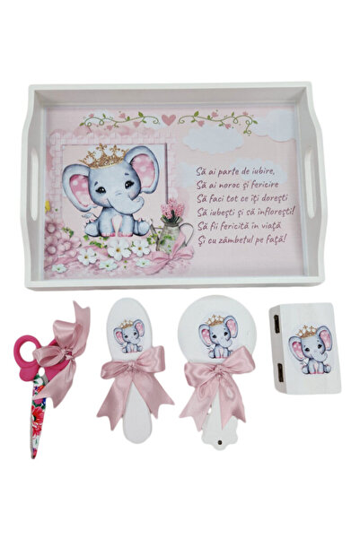 fantasialand Tavita mot fetite, 5 piese, model Elefantel roz