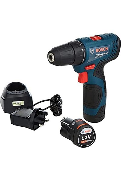 Bosch Cordless Drill & Screwdriver GSR 120 LI 12V by with Lithium-Ion Battery, 1500 RPM, and High Po