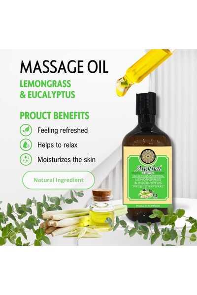 Anothai Massage Oil Lemongrass & Eucalyptus 1000 ml, 100% Massage Oil, SPA PRODUCTS