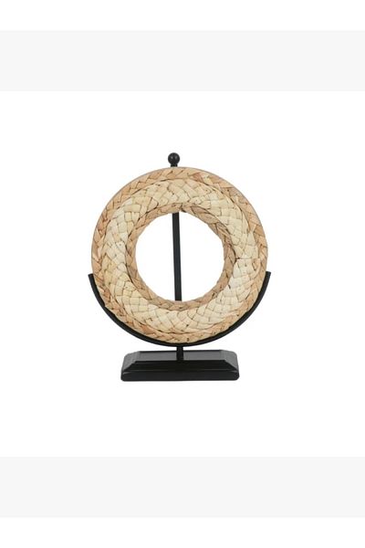 rexa Round Wood Artwork with Metal Base - 2UU9-066
